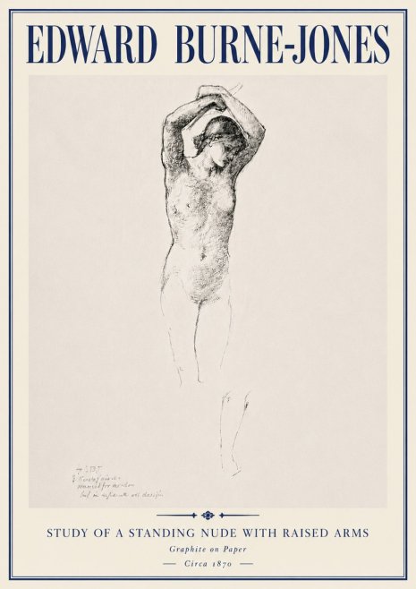 Edward Burne-Jones Standing Nude with Raised Arms (Study) No6 - Poster