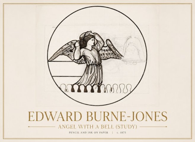 Edward Burne-Jones Angel with a Bell (Study) No1 - Poster