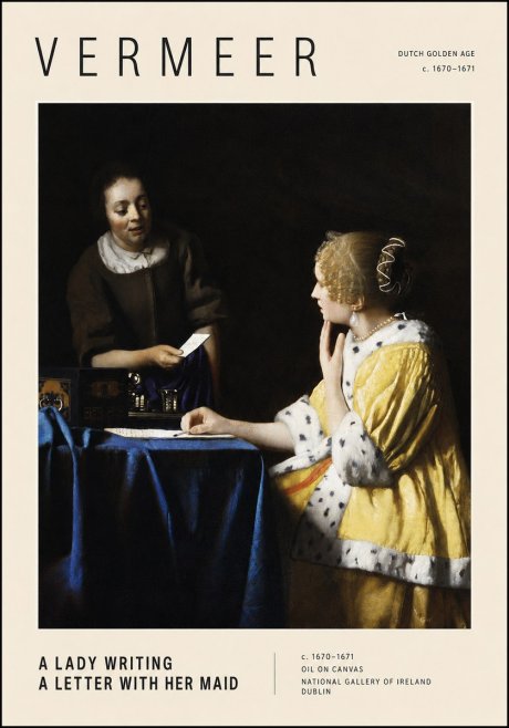 Vermeer A Lady Writing a Letter with Her Maid II No3 - Poster