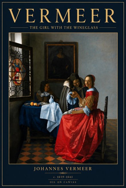 Vermeer The Girl with the Wineglass No6 - Poster