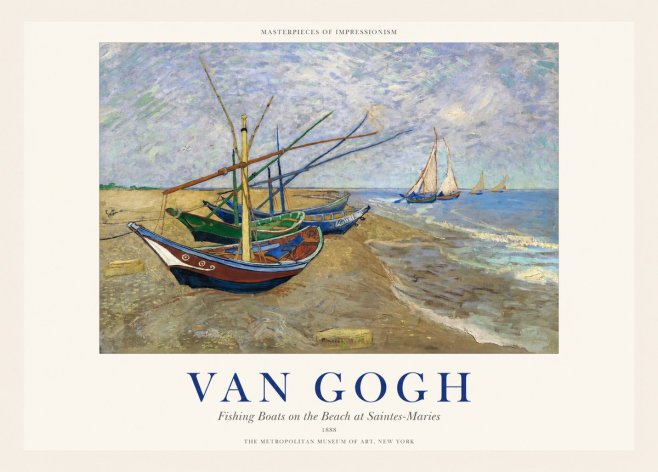 Van Gogh Fishing Boats on the Beach at Saintes-maries No1 - Poster