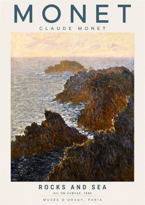 Monet Rocks and Sea No4 - Poster