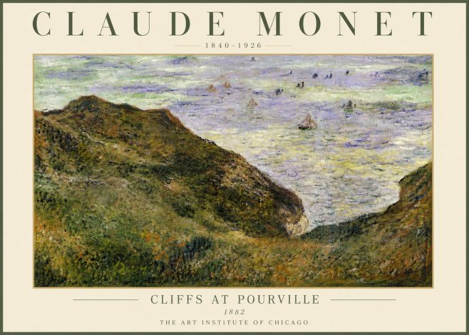 Monet Cliffs at Pourville II No6 - Poster