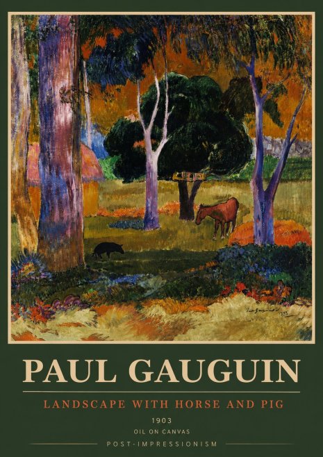 Paul Gauguin Landscape with Horse and Pig No3 - Poster