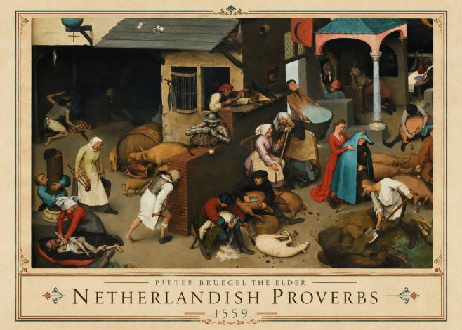 Pieter Bruegel Netherlandish Proverbs VI No1 - Poster