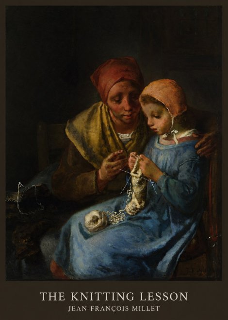 Jean-François Millet The Knitting Lesson I No5 - Poster