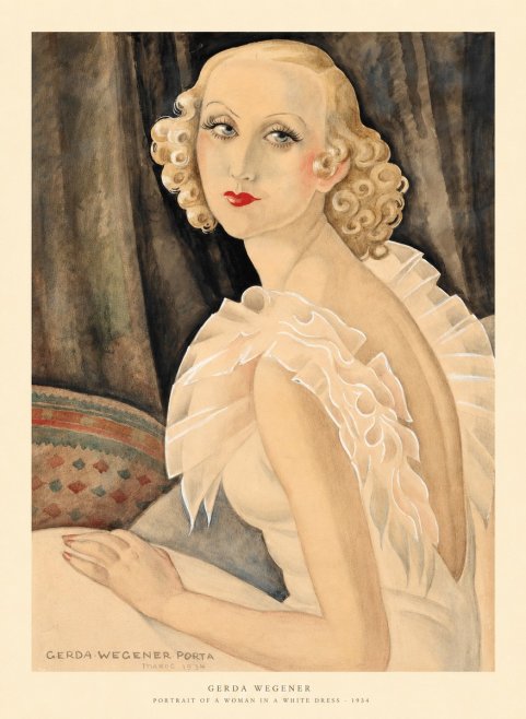 Gerda Wegener Portrait of a Woman in a White Dress No6 - Poster