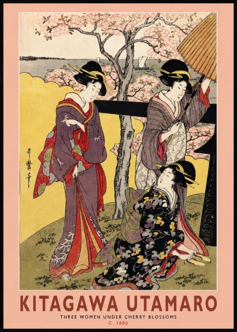 Kitagawa Utamaro Three Women Under Cherry Blossoms No2 - Poster
