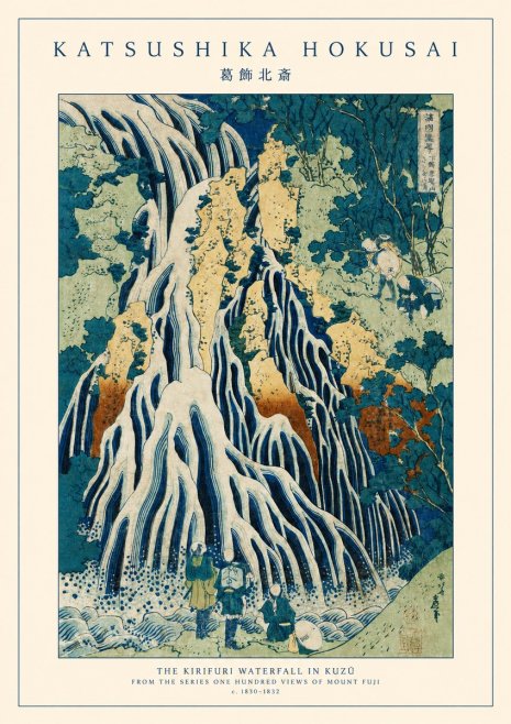Katsushika Hokusai The Kirifuri Waterfall in Kuzū from the Series One Hundred Views of Mount Fuji No1 - Poster