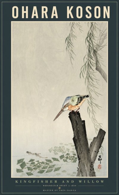 Ohara Koson Kingfisher and Willow No2 - Poster
