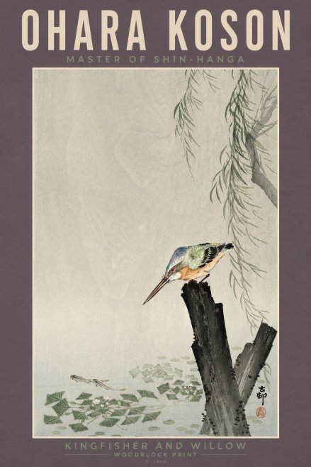 Ohara Koson Kingfisher and Willow No4 - Poster