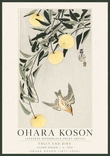 Ohara Koson Fruit and Bird No3 - Poster