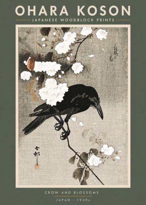 Ohara Koson Crow and Blossoms II No5 - Poster