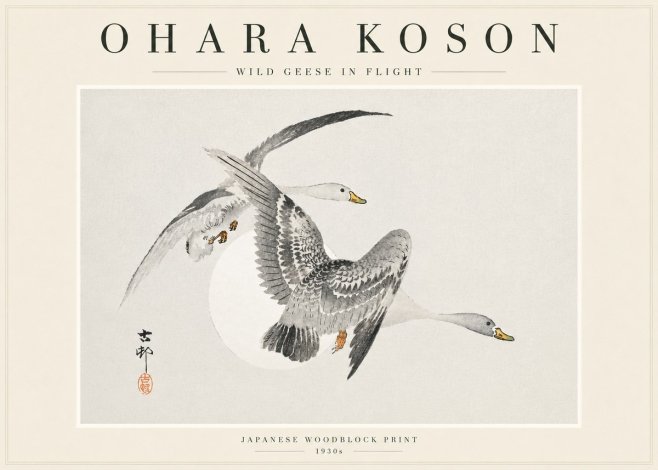 Ohara Koson Wild Geese in Flight I No3 - Poster