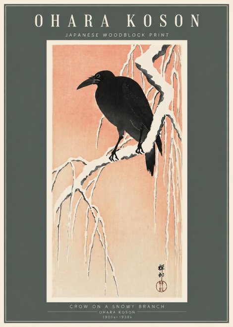 Ohara Koson Crow on a Snowy Branch I No2 - Poster