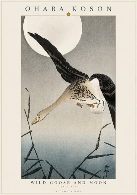 Ohara Koson Wild Goose and Moon No3 - Poster