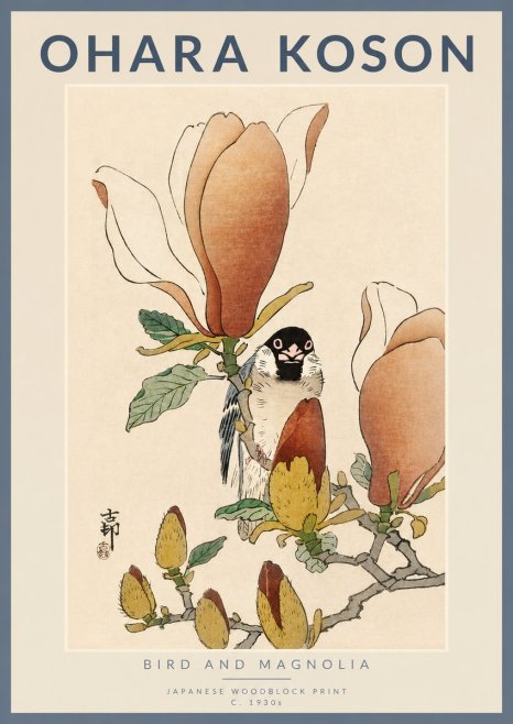 Ohara Koson Bird and Magnolia No4 - Poster