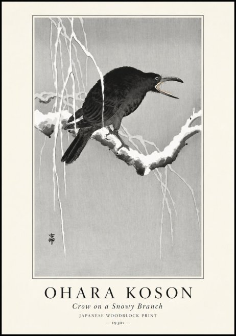 Ohara Koson Crow on a Snowy Branch II No1 - Poster