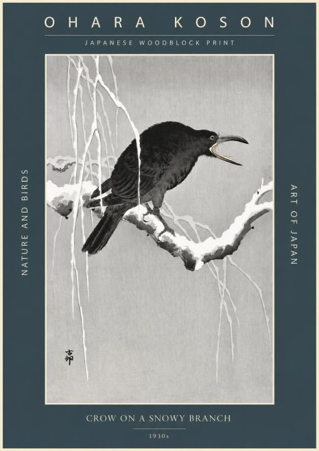 Ohara Koson Crow on a Snowy Branch II No2 - Poster