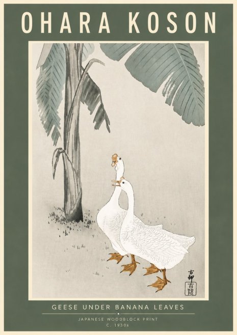 Ohara Koson Geese Under Banana Leaves No4 - Poster