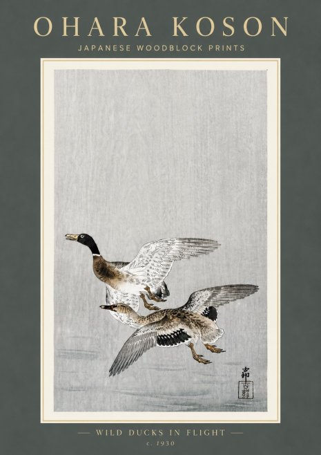 Ohara Koson Wild Ducks in Flight No6 - Poster