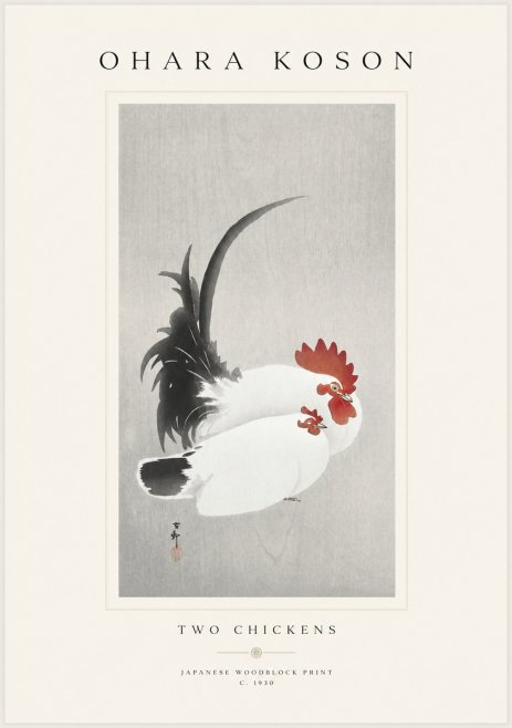 Ohara Koson Two Chickens No1 - Poster