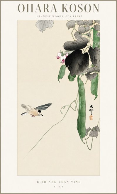 Ohara Koson Bird and Bean Vine No1 - Poster