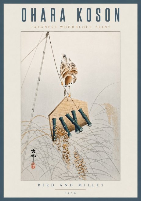 Ohara Koson Bird and Millet No6 - Poster