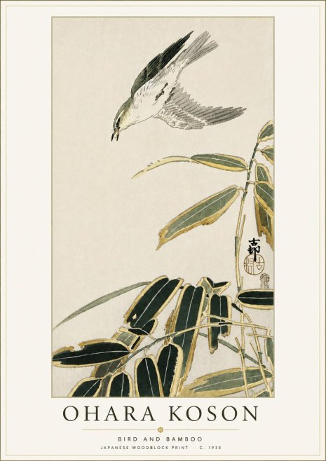 Ohara Koson Bird and Bamboo No4 - Poster