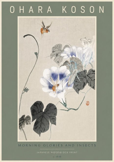 Ohara Koson Morning Glories and Insects No2 - Poster