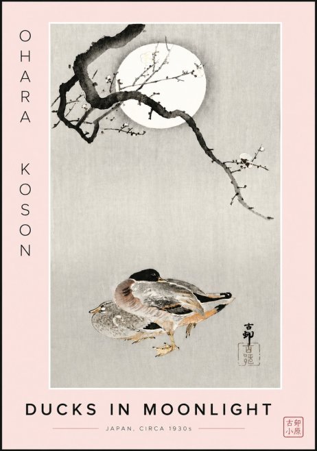 Ohara Koson Ducks in Moonlight No6 - Poster