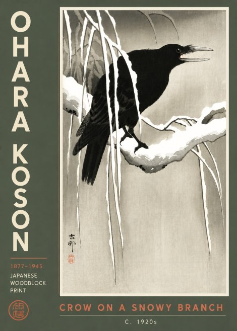 Ohara Koson Crow on a Snowy Branch III No3 - Poster