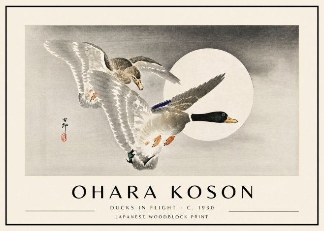 Ohara Koson Ducks in Flight No4 - Poster