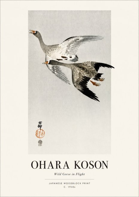 Ohara Koson Wild Geese in Flight III No1 - Poster