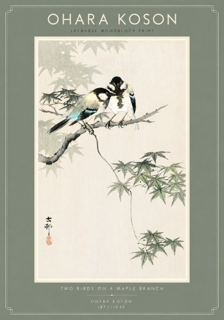 Ohara Koson Two Birds on a Maple Branch No4 - Poster