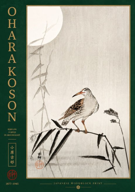 Ohara Koson Bird on a Reed in Moonlight No2 - Poster