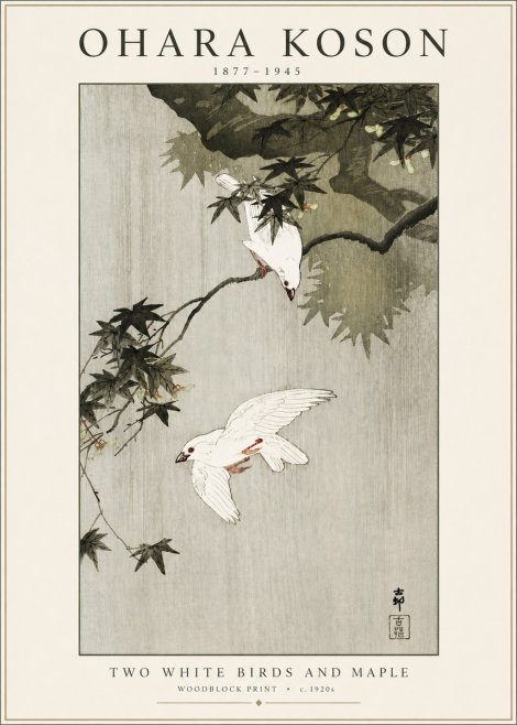 Ohara Koson Two White Birds and Maple No3 - Poster