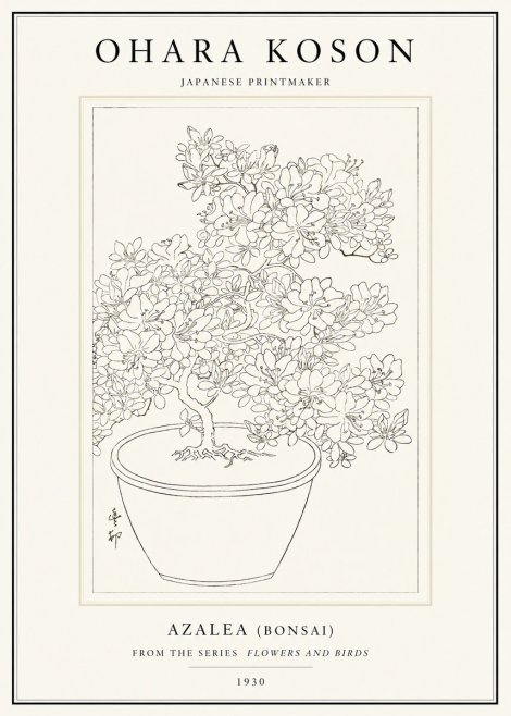 Ohara Koson Azalea (Bonsai) No1 - Poster