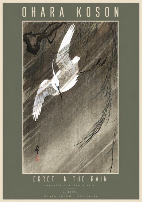 Ohara Koson Egret in the Rain II No4 - Poster