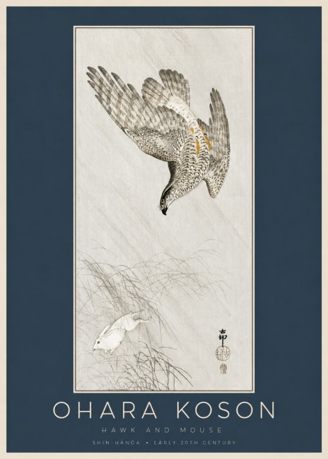 Ohara Koson Hawk and Mouse No2 - Poster