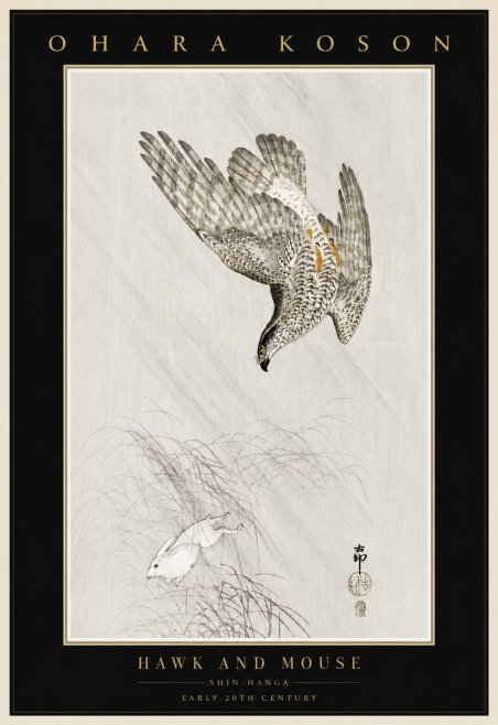 Ohara Koson Hawk and Mouse No4 - Poster