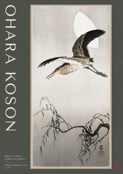 Ohara Koson Bird in Flight Under the Moon No2 - Poster