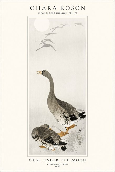 Ohara Koson Gese Under the Moon No1 - Poster