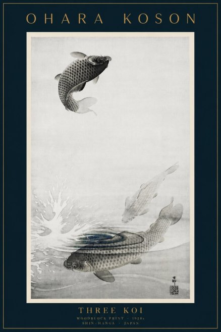 Ohara Koson Three Koi No6 - Poster