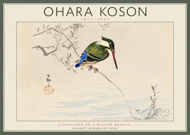 Ohara Koson Kingfisher on a Willow Branch No5 - Poster