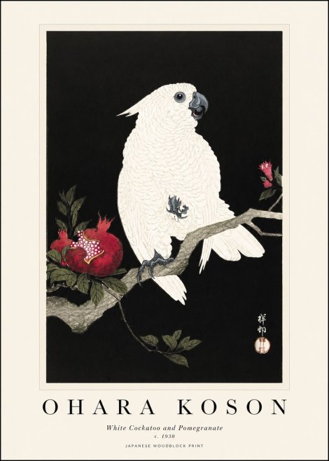 Ohara Koson White Cockatoo and Pomegranate I No1 - Poster