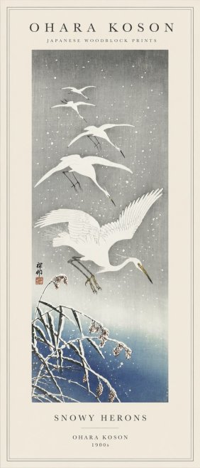Ohara Koson Snowy Herons No1 - Poster