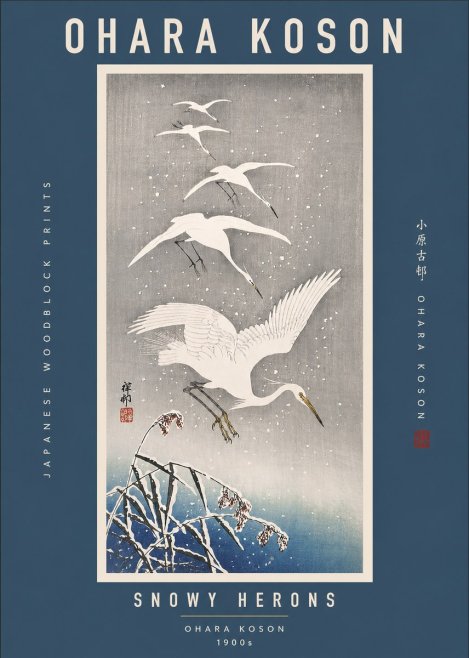 Ohara Koson Snowy Herons No2 - Poster