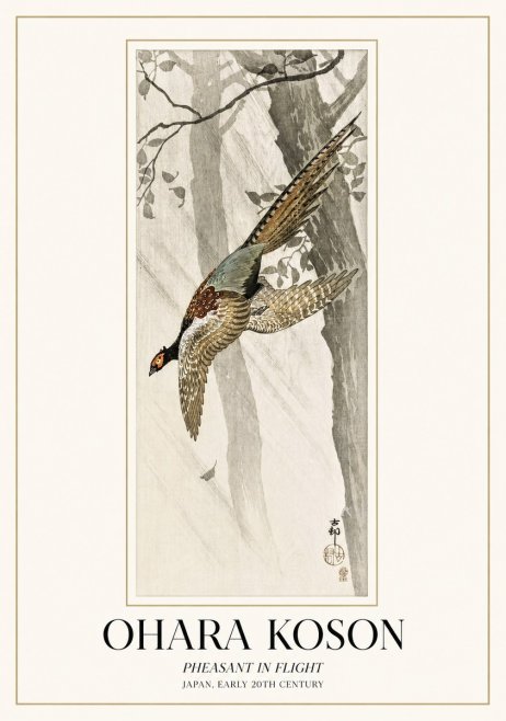 Ohara Koson Pheasant in Flight No1 - Poster