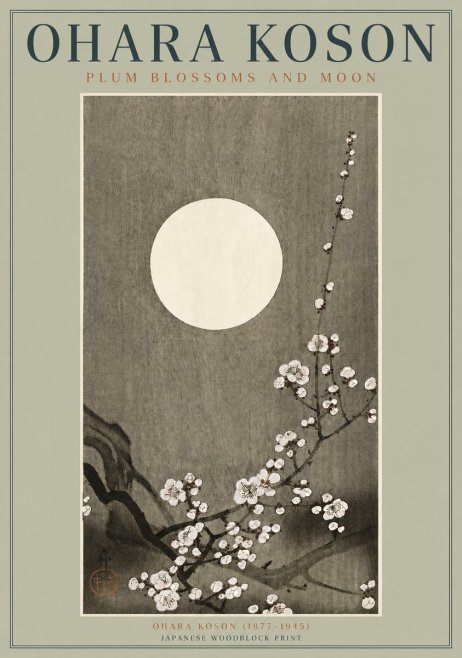 Ohara Koson Plum Blossoms and Moon No3 - Poster